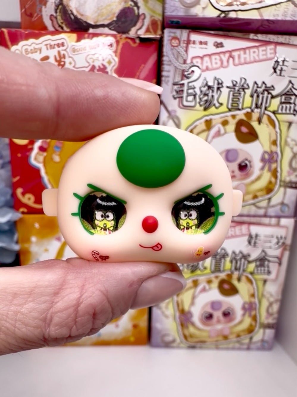 Baby Three 50% Green Hair Black Special Eyes with Keroppi Frog Center BB3 Face